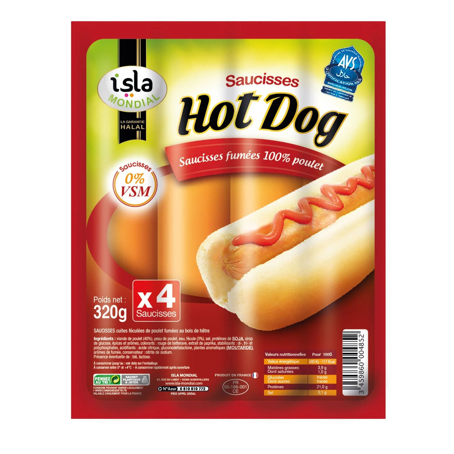 320g Scisse Hot-dog Pur Volai