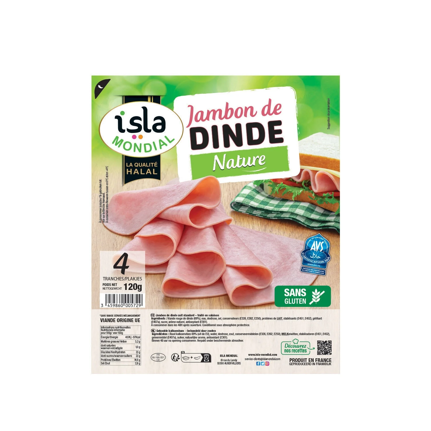 120g Jambon Dinde Halal 4 Tr