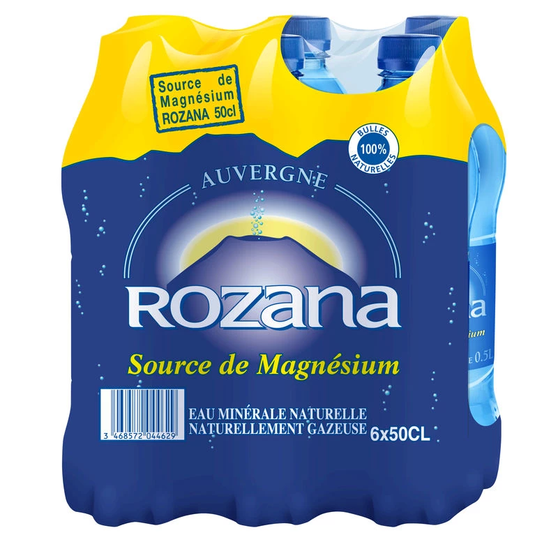 Água mineral natural com gás 6x50cl - ROZANA