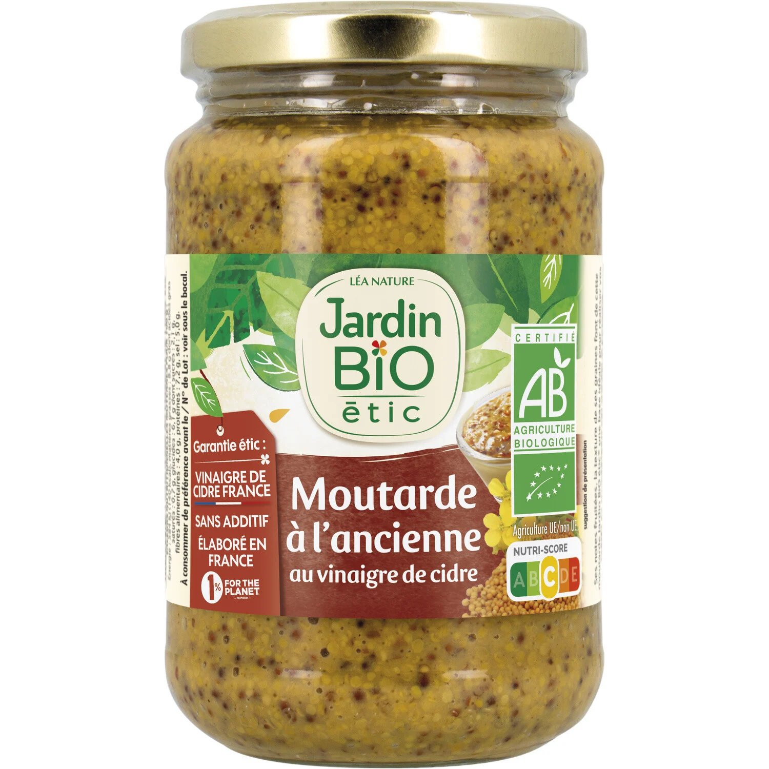 Moutarde à L'ancienne Au Vinaigre De Cidre Bio 350g - Jardin Bio Etic