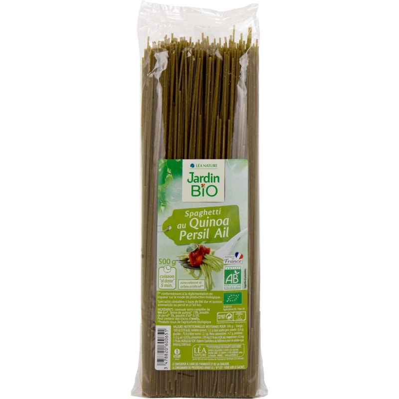 Spaghetti con quinoa, prezzemolo aglio Bio 500g - JARDIN Bio