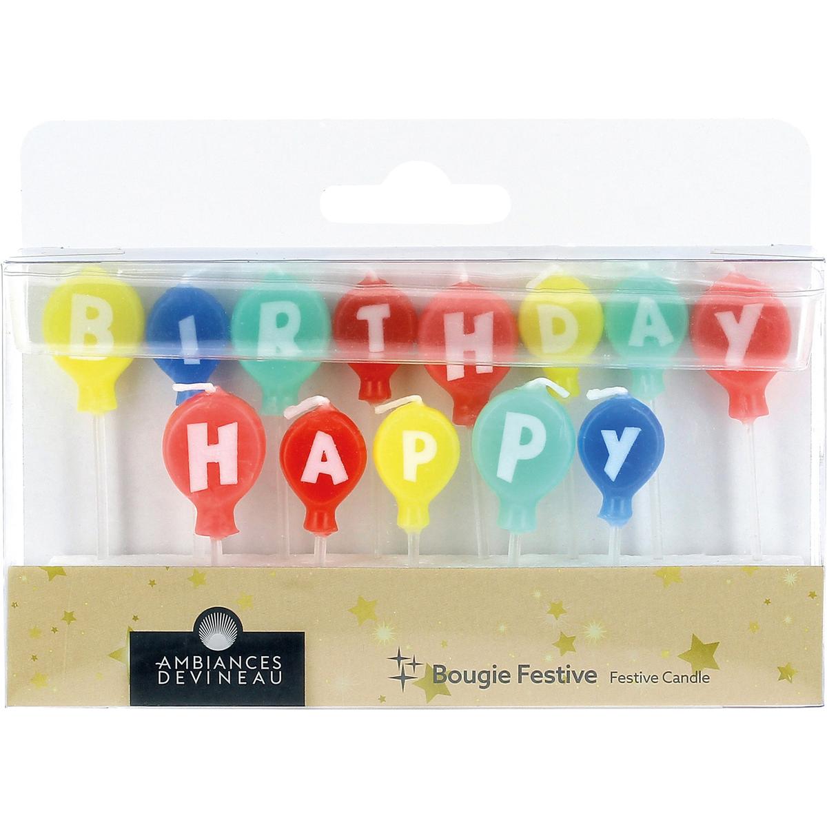 Velas de aniversário balões em palito Happy Birthday - DEVINEAU