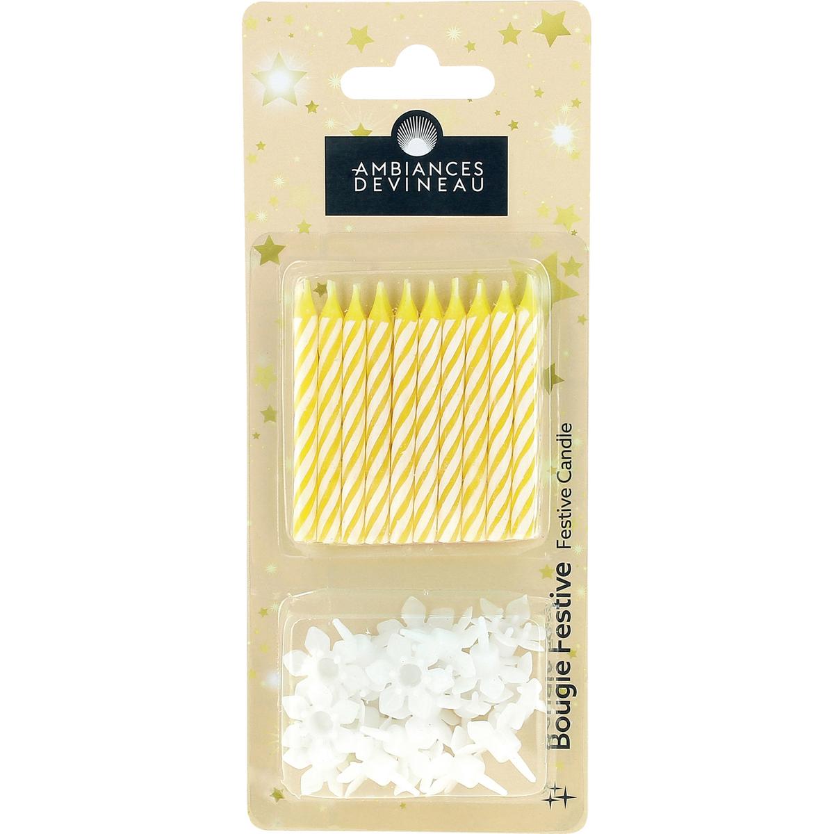 Bougies jaunes avec 20 bobèches, x20 - DEVINEAU