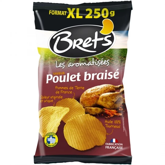 Ароматные чипсы со вкусом тушеной курицы, 250г - BRET'S