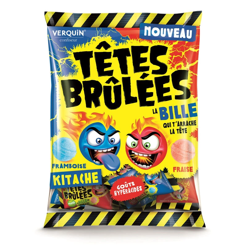 Frambozen/aardbeien snoepjes 135g - TÊTES BRÛLÉES