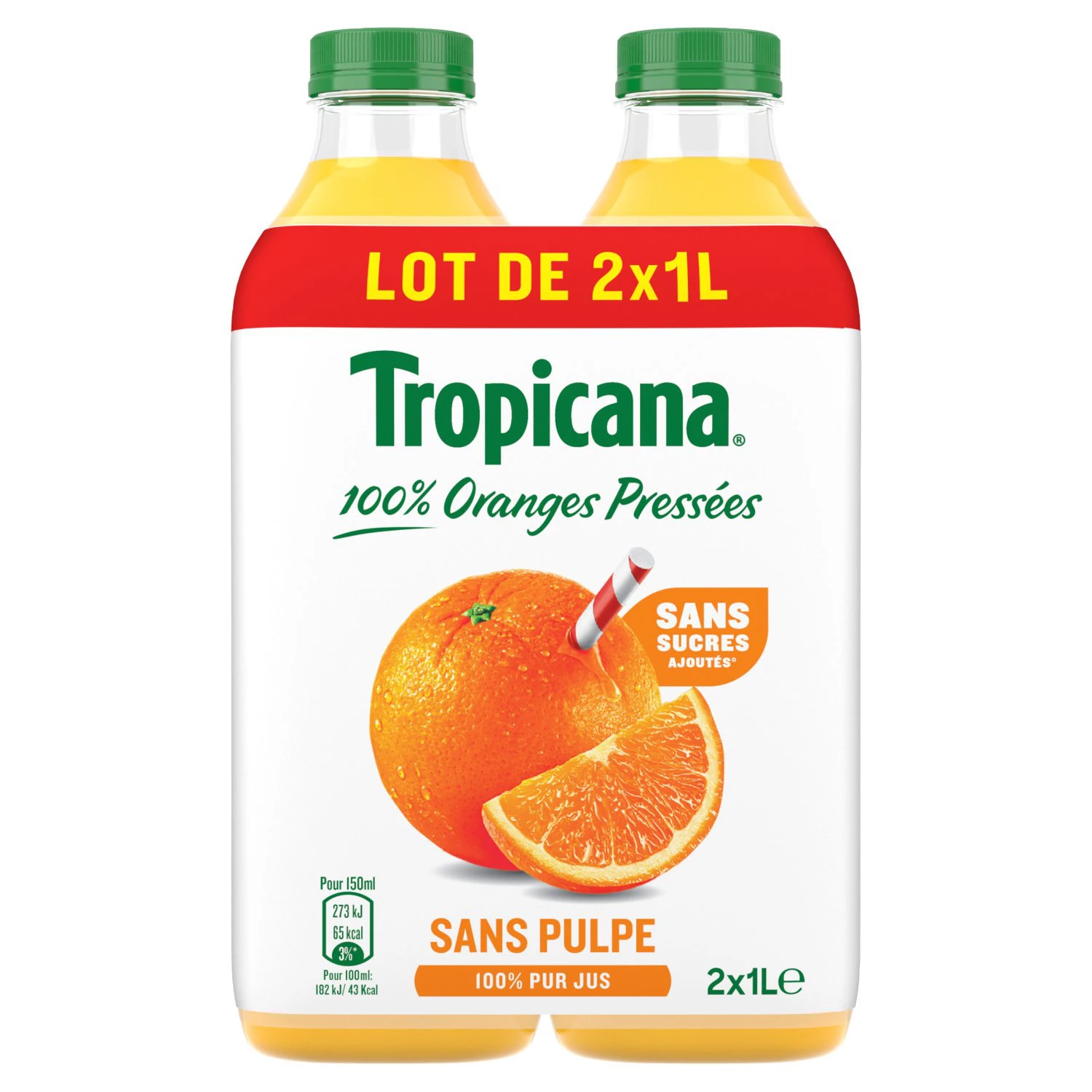 Orange juice pressed without pure pulp 2x1l juice - TROPICANA