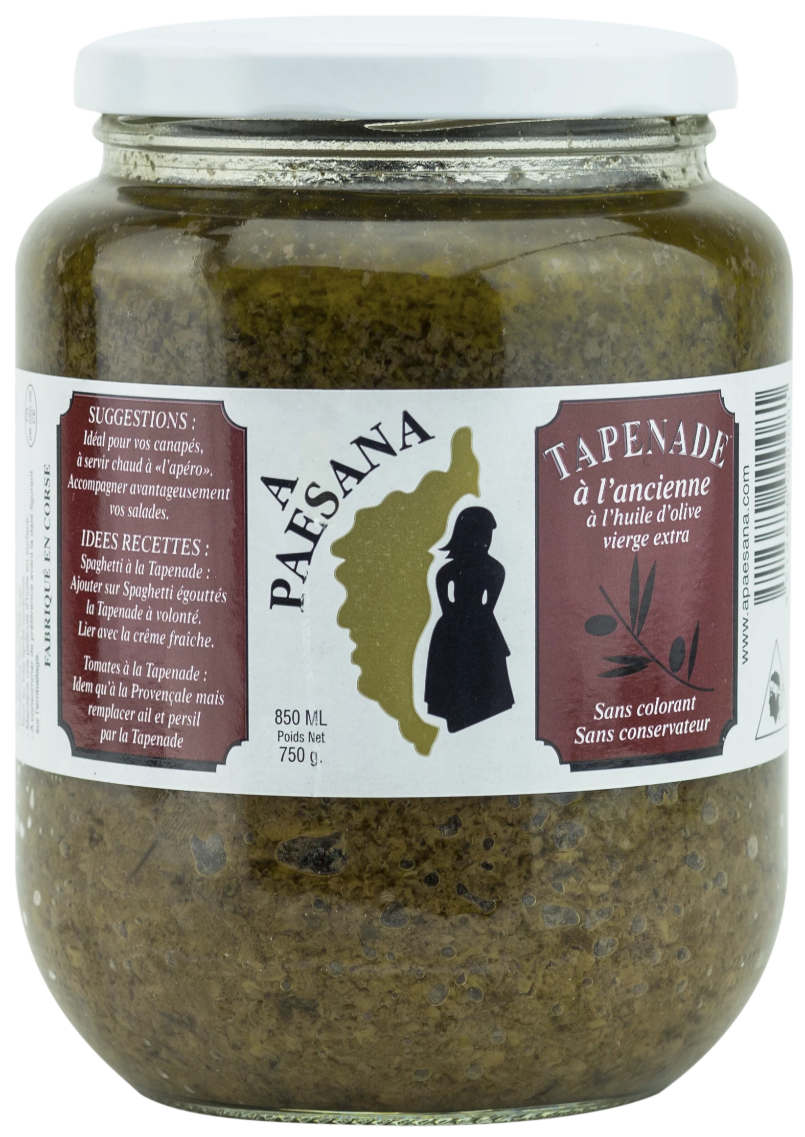 Тапенад по старинке с оливковым маслом Extra Virgin, 750г - A PAESANA