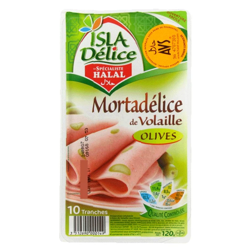 Mortadelle Halal Olives, 120g -  ISLA DÉLICE