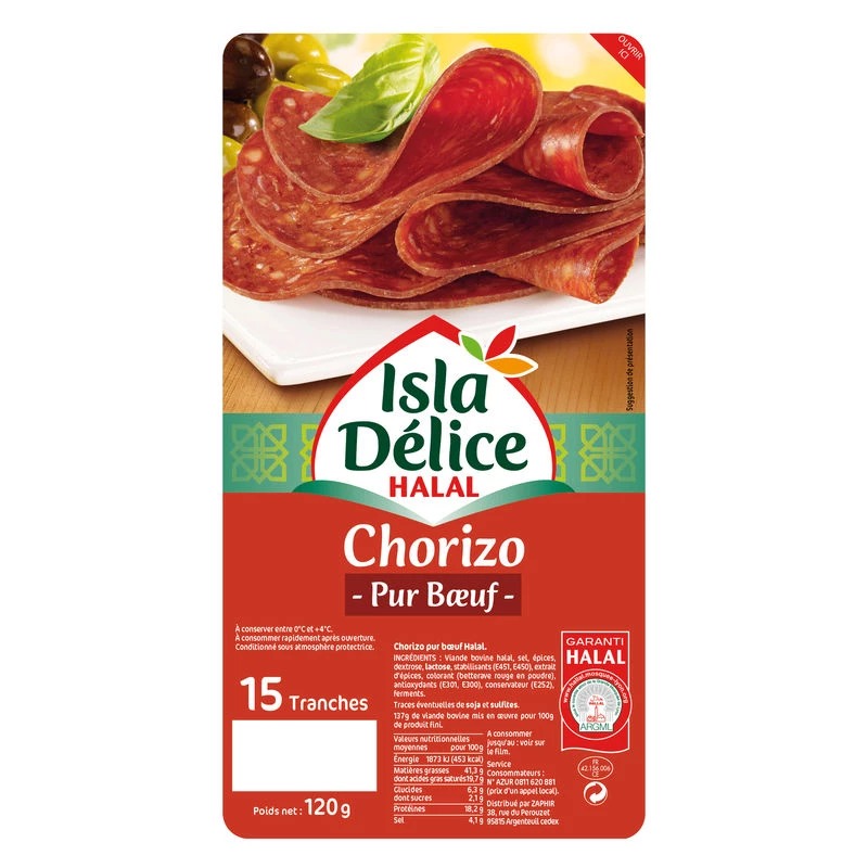 Chorizo Halal Pur Buf,  120g - ISLA DÉLICE