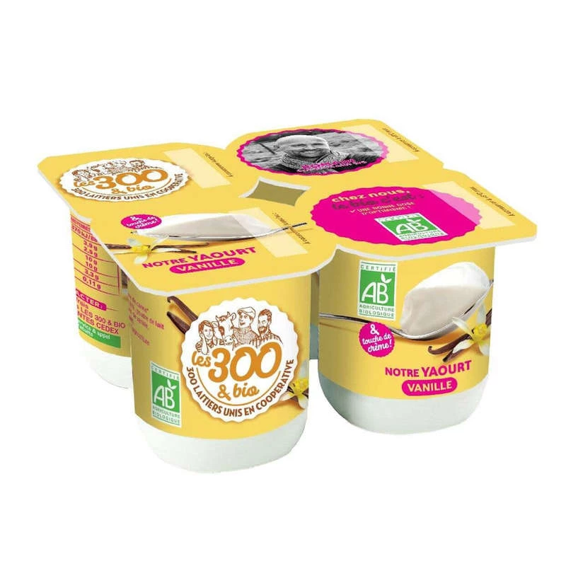 Yaourt vanille BIO 4x125g - LES 300 & BIO