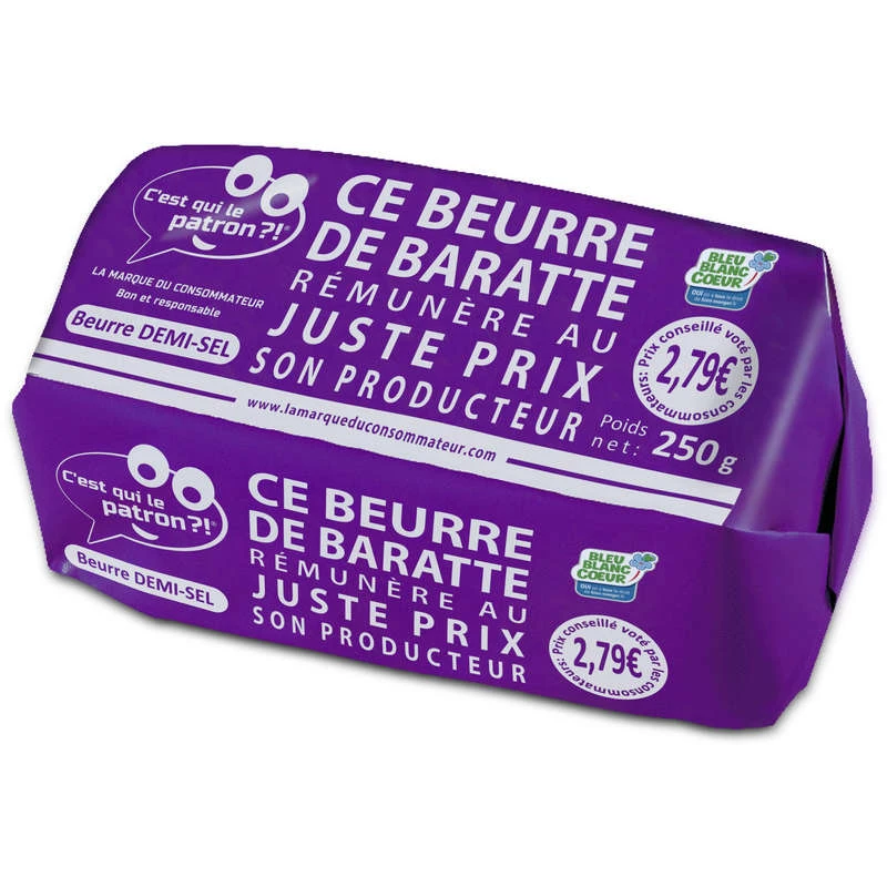 Beurre Baratte Demi sel 250g - C'EST QUI LE PLUS FORT