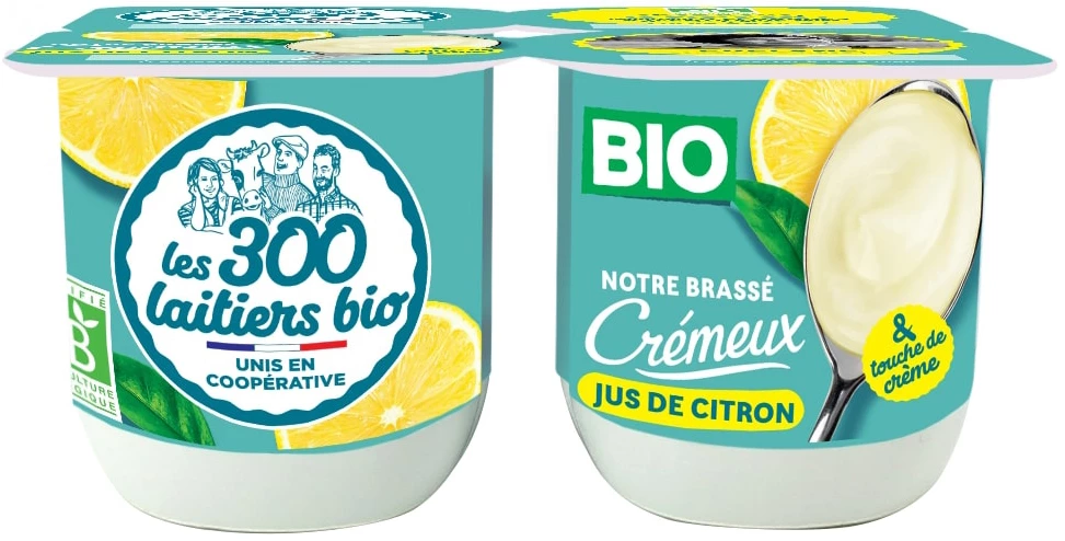 Yaourt Bio Brassé au Citron 4x125g -LES 300&Bio