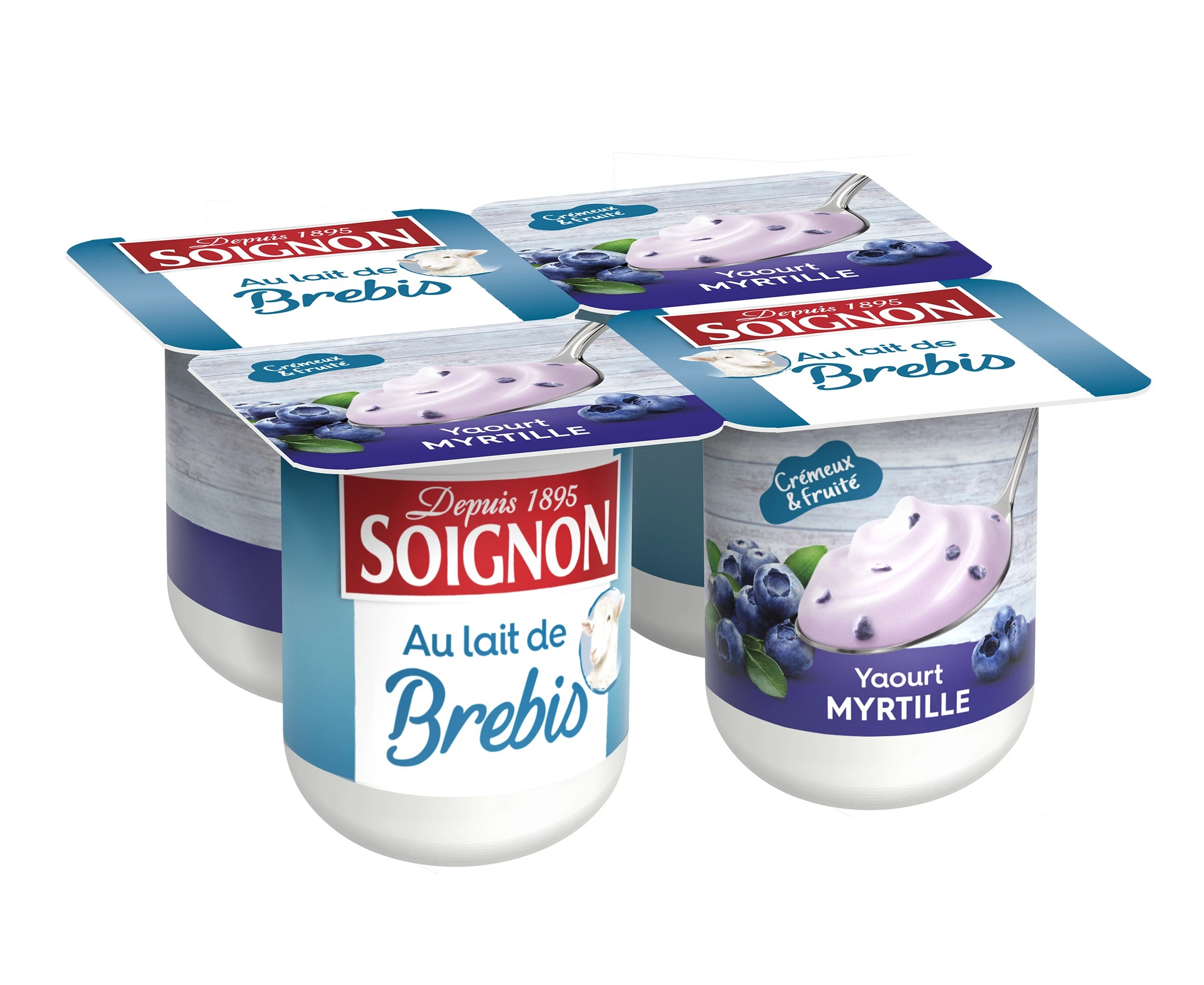 Yogur con leche de oveja y arándanos 4x110g - SOIGNON