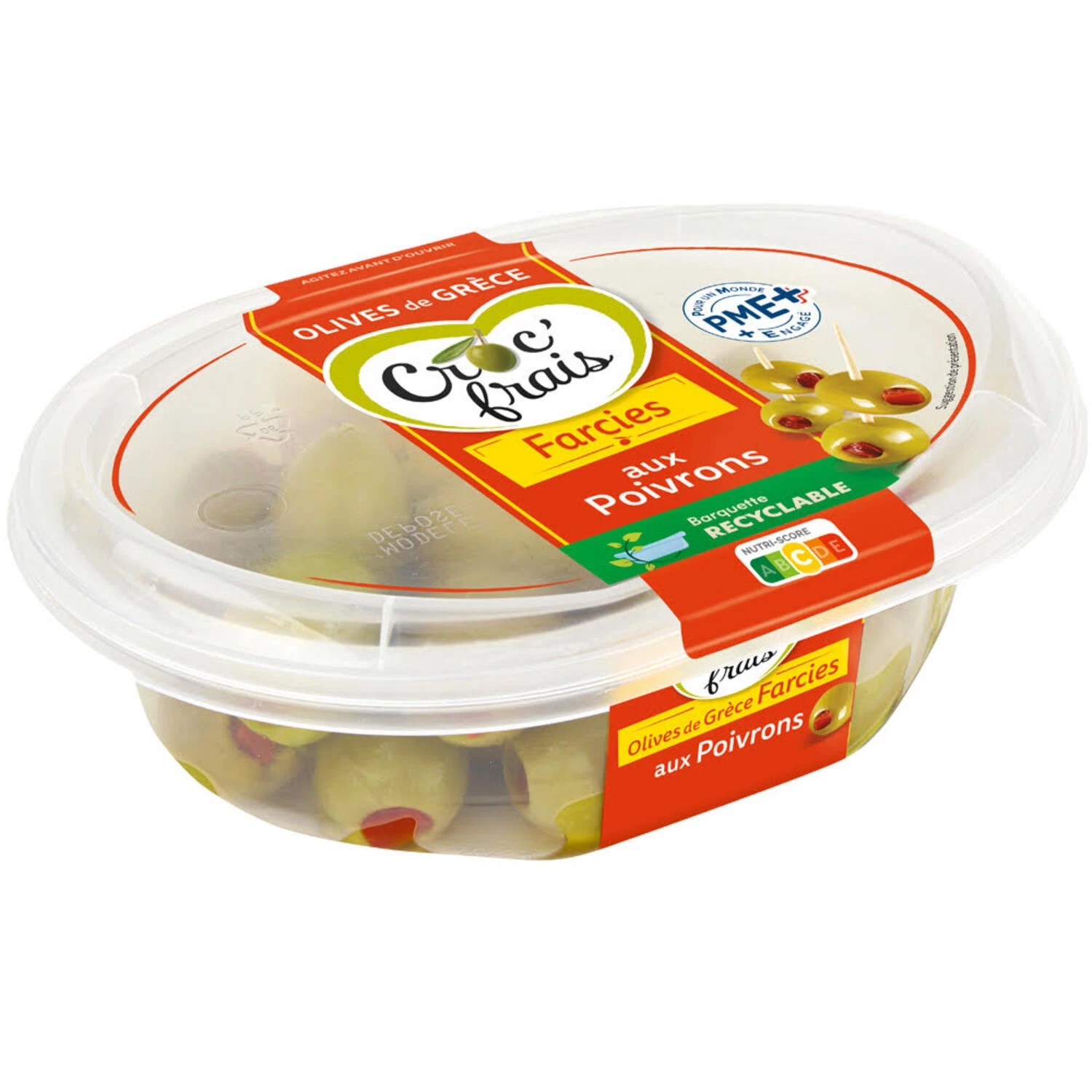 Green Olives Stuffed With Sweet Peppers 200g - Croc'frais