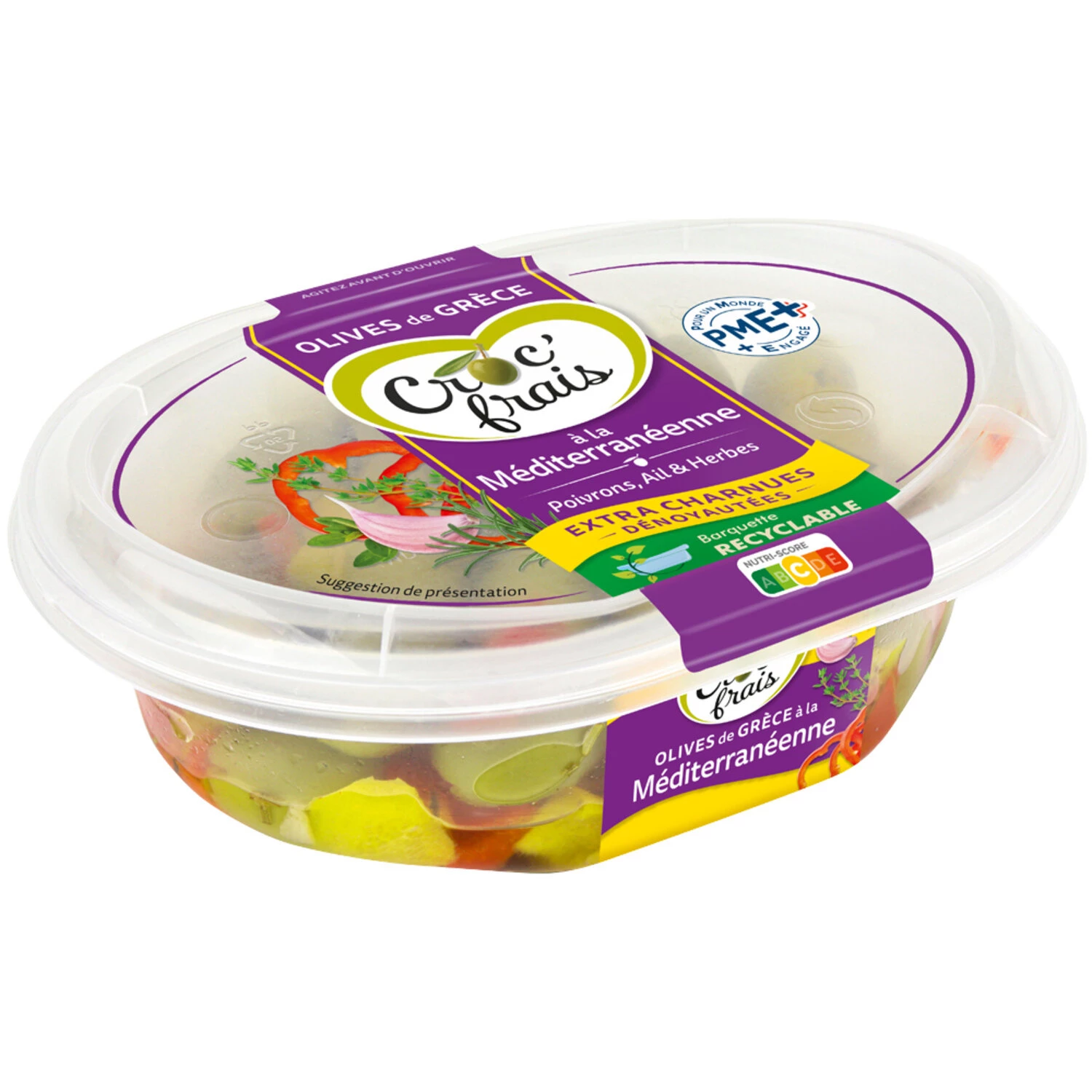 Green olives pepper garlic 200g herbs - Croc'frais