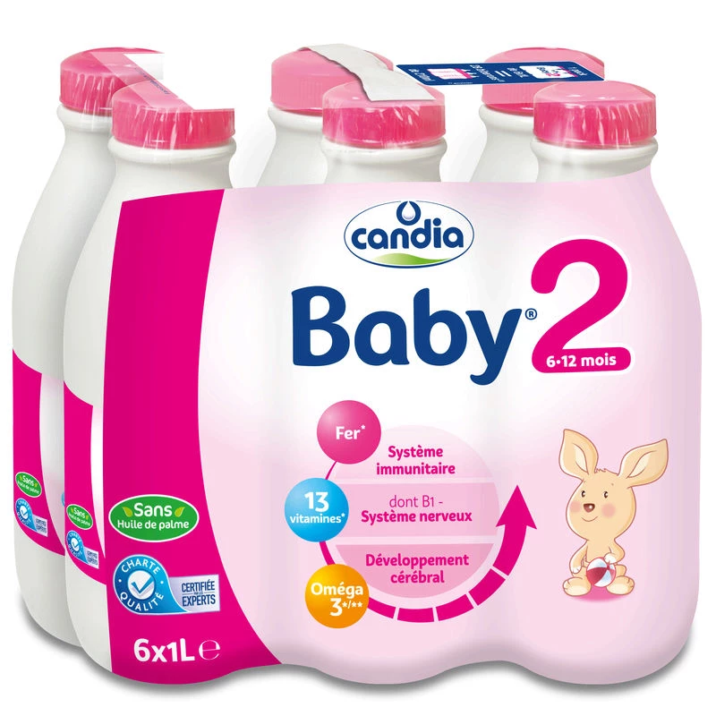 Lait bébé 2ème âge 6x1L - CANDIA