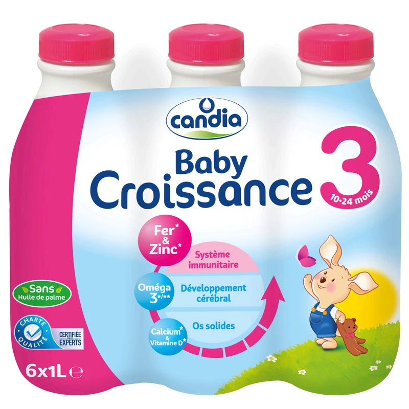 Lait liquide baby croissance 3ème âge 6x1L - CANDIA