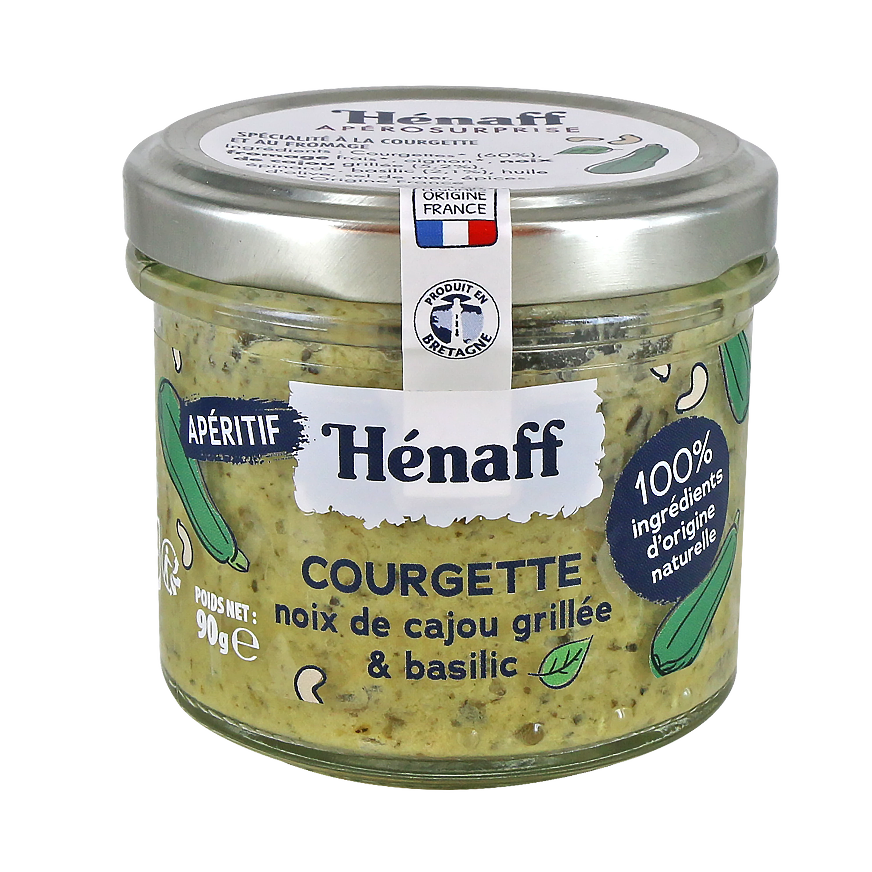 Tartinab le Ccourgette, Noix de Cajou Grillé et Basilic, 90g - HENAFF