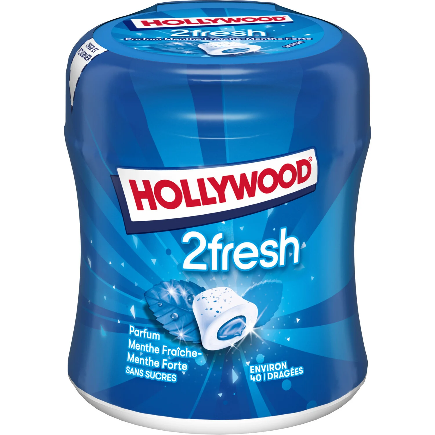 Starker Minz-Kaugummi ohne Zucker 2fresh 88g - Hollywood