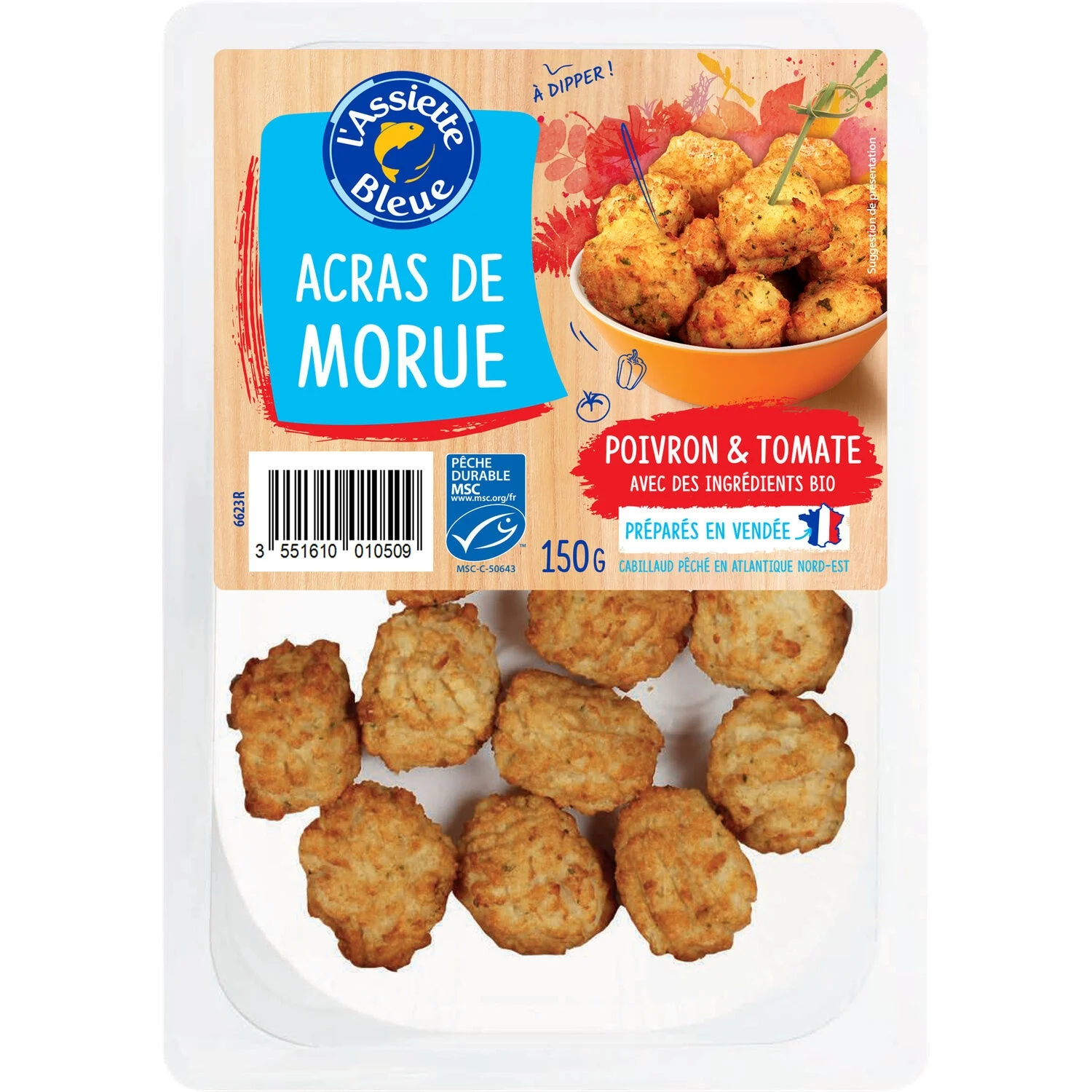Cod Acras Organic tomato peppers 150g - L'assiette Bleue