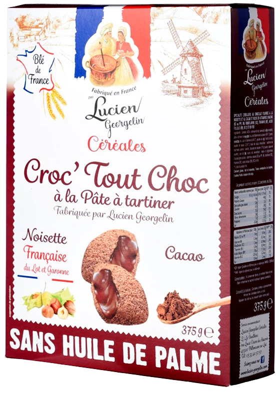 Croc'tout ChocSchokoladenkissen gefüllt mit Haselnussaufstrich Lot & Garonne und Kakao, 375 g - LUCIEN GEORGELIN