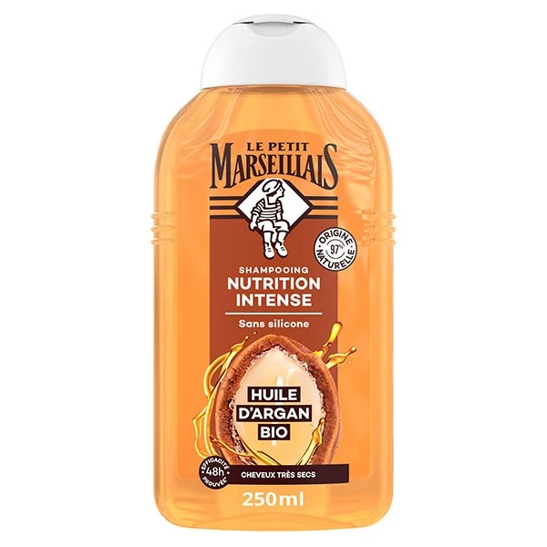 Shampoing Nutrition Intense, Cheveux trÃ¨s secs, Huile d'Argan Bio 250ml- LE PETIT MARSEILLAIS