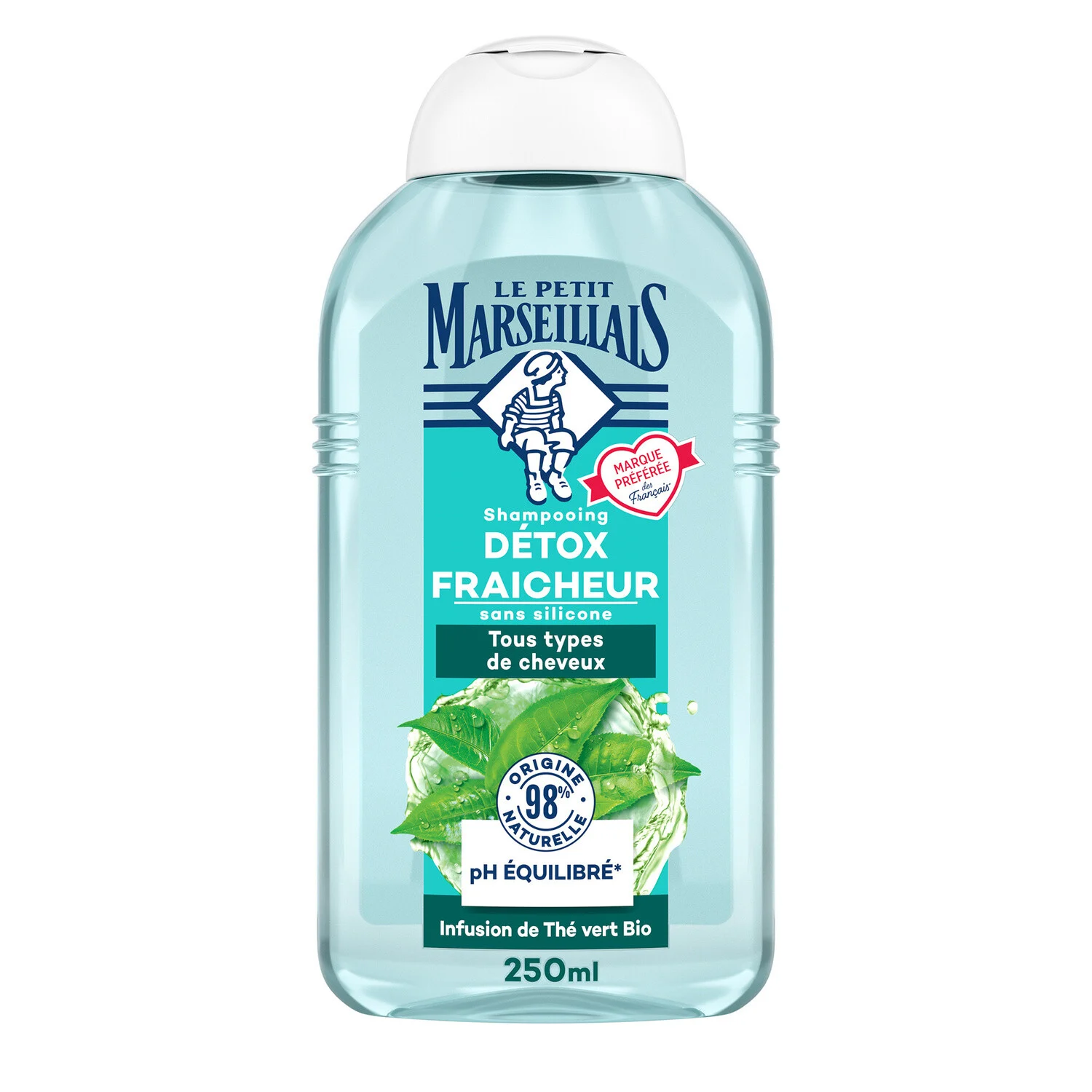 Fresh Detox Shampoo, All Hair Types, Green Tea, Organic 250ml - Le Petit Marseillais