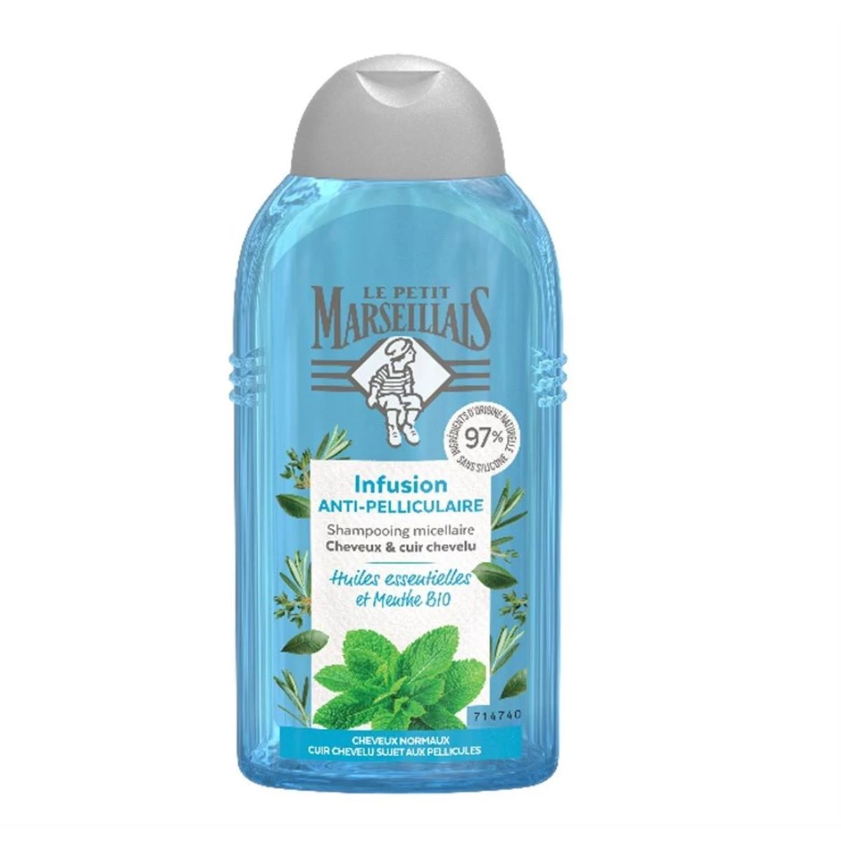 Anti-Dandruff Shampoo, Hair Prone to Dandruff, Silicone-Free, Mint & Oils, Organic 250ml - Le Petit Marseillais