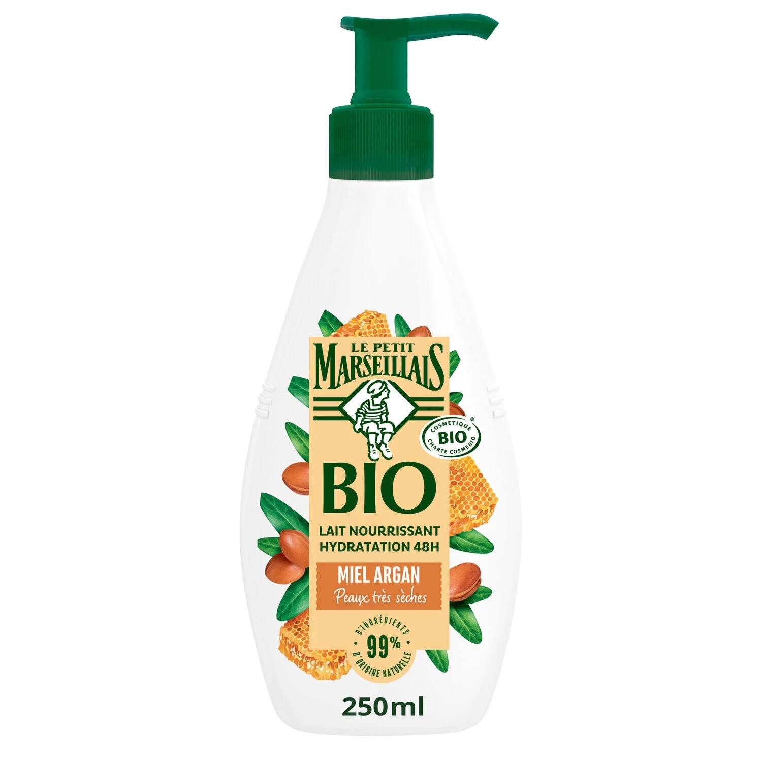 Honey Argan Nourishing and Moisturizing Body Milk, Organic 250ml - LE PETIT MARSEILLAIS