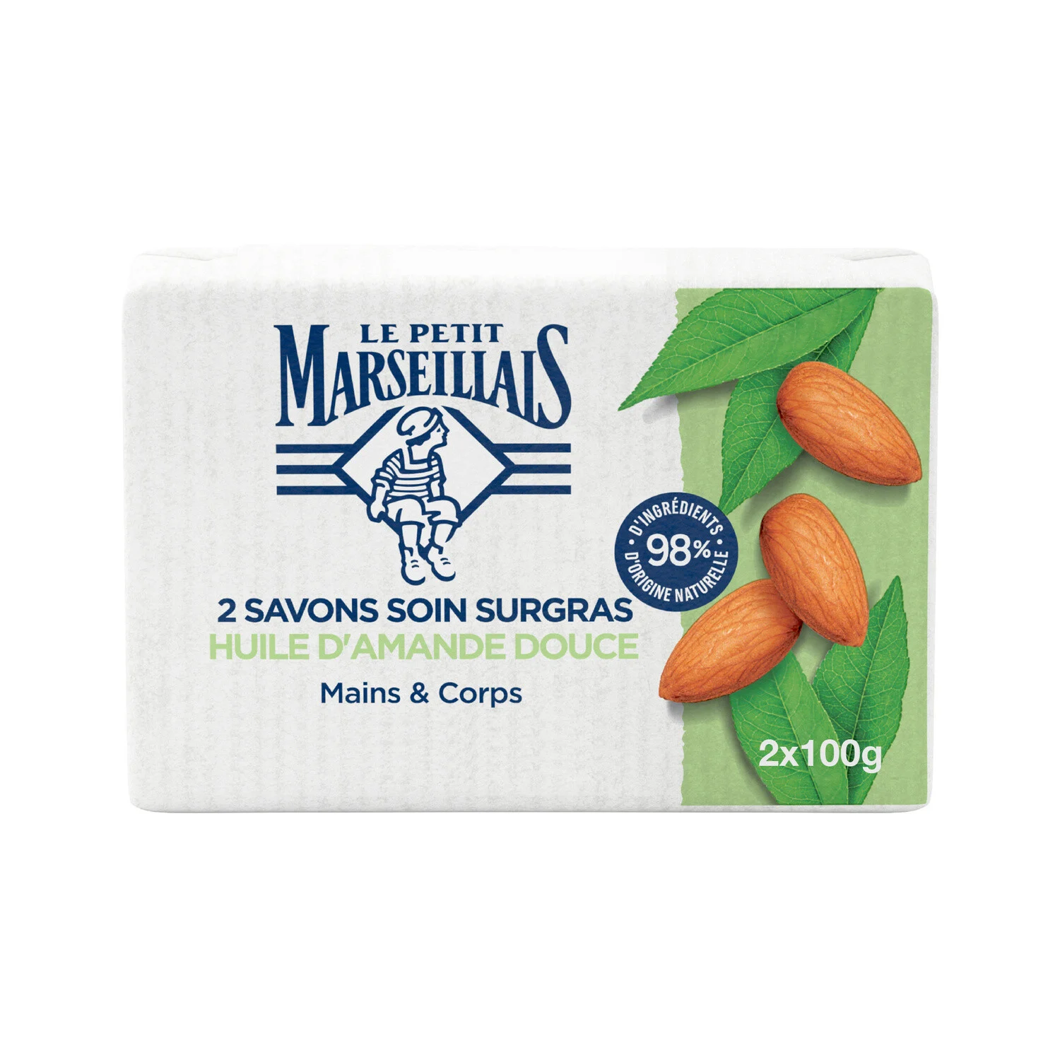 Savon Solide Mains & Corps Soin Surgras Huile D'amande Douce 2x100g -  Le Petit Marseillais