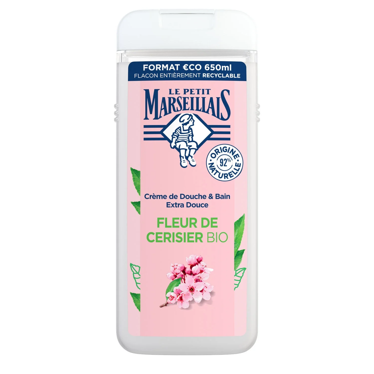 Gel de banho com flor de cerejeira hidrata e nutre orgânico 650ml - LE PETIT MARSEILLAIS