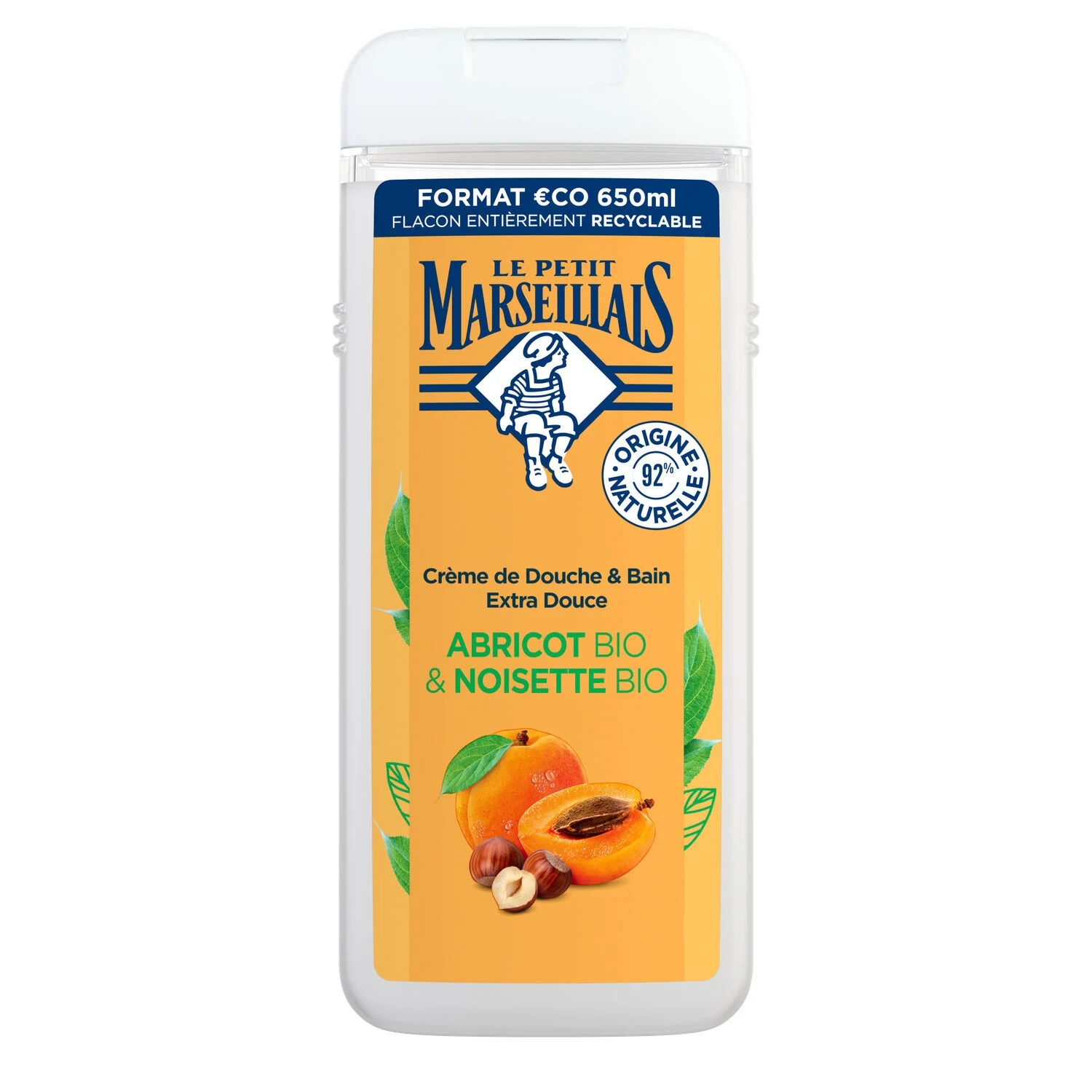 Duschgel mit Aprikose und Haselnuss spendet Feuchtigkeit und pflegt Bio 650 ml – LE PETIT MARSEILLAIS