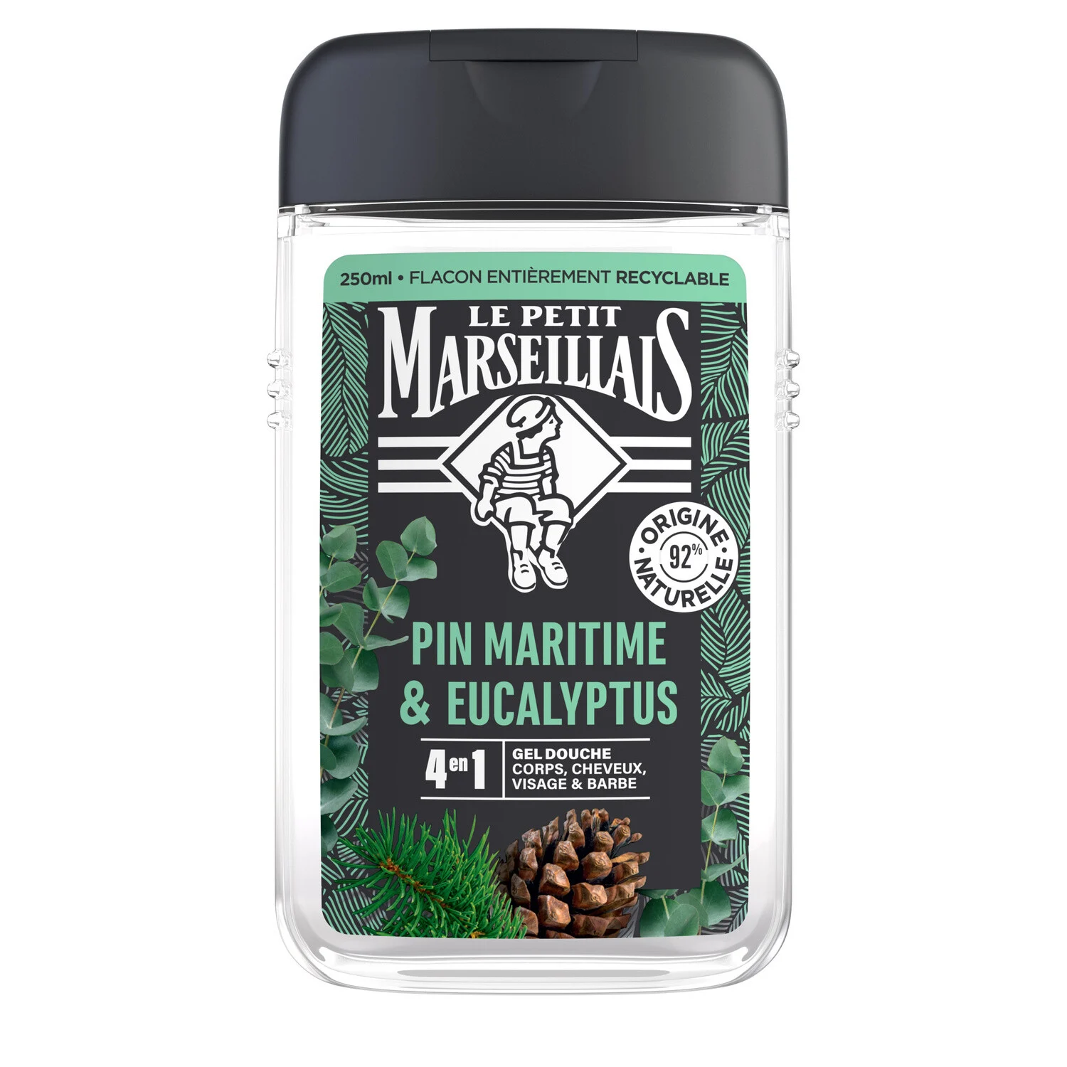 Shower Gel for Men, 4 in 1 Maritime Pine & Eucalyptus 250ml - Le Petit Marseillais