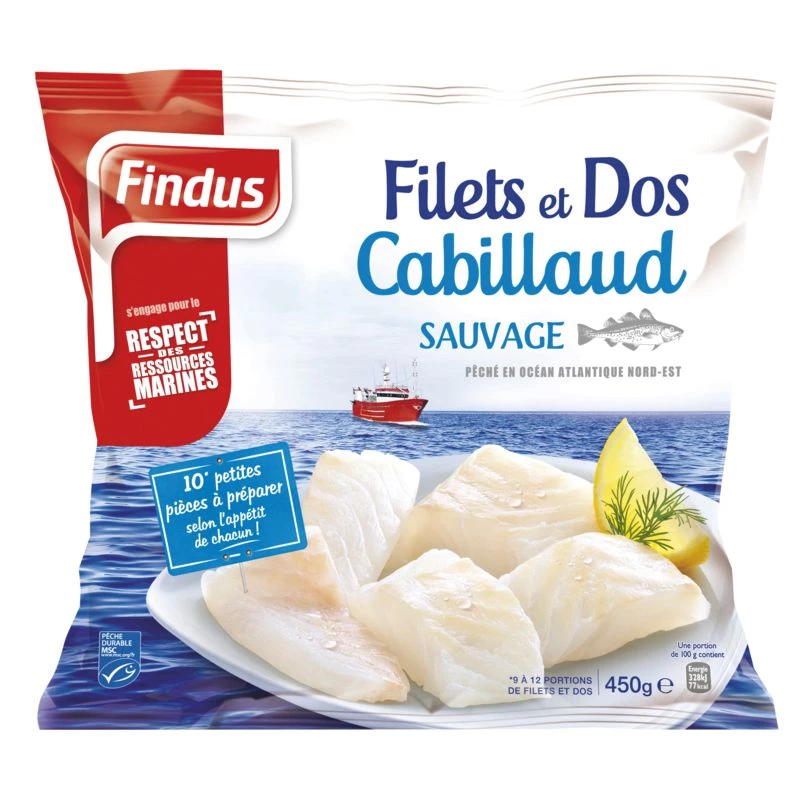 Lomos y lomo de bacalao salvaje 450g - FINDUS