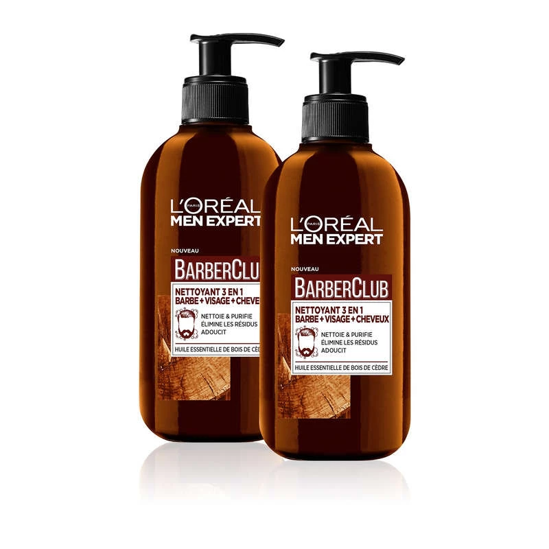 Barber Club 3 em 1 limpador de barba, rosto e cabelo 200ml - L'OREAL MEN