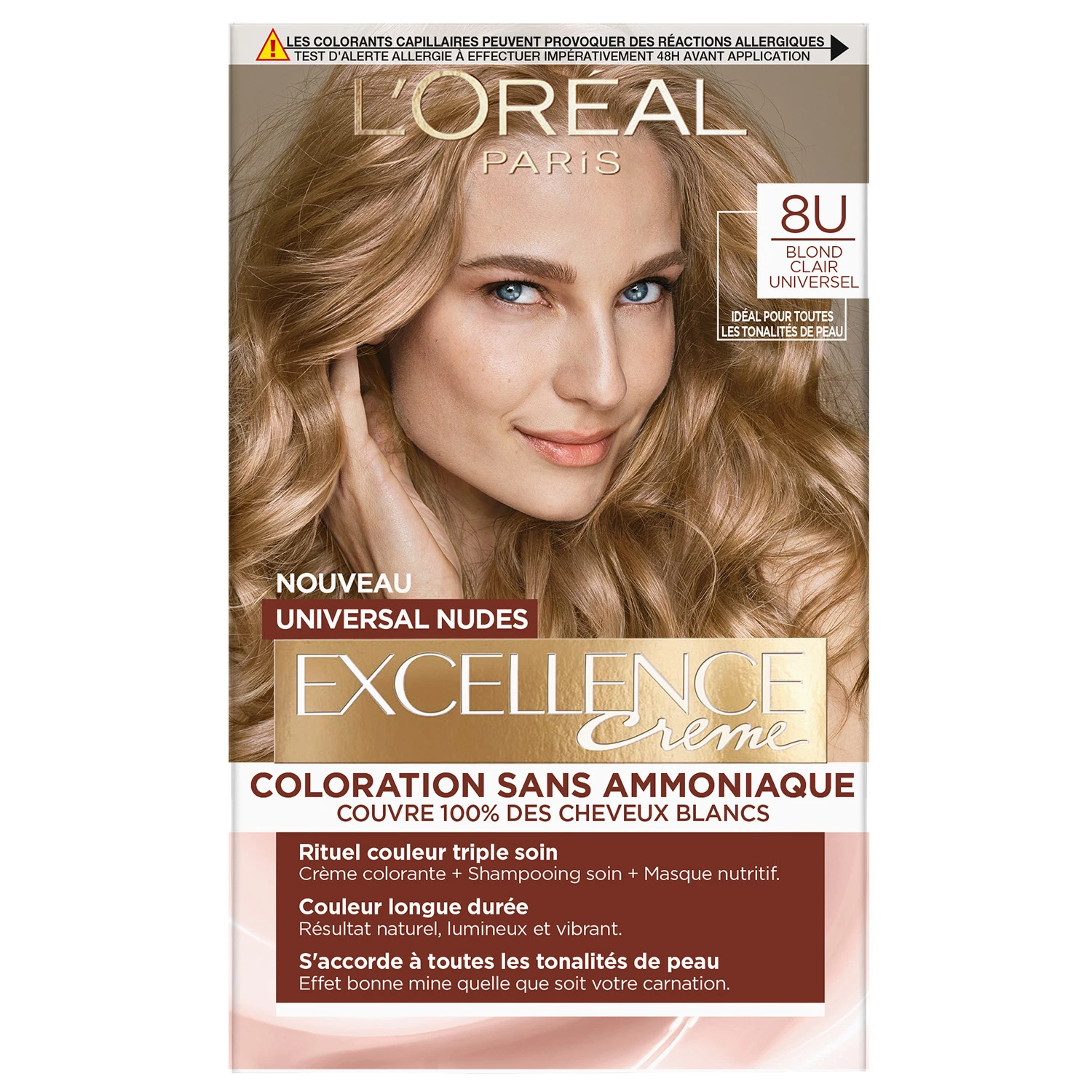 Coloration Cheveux Universal Nudes 8 Blond Clair EXCELLENCE - L'OREAL