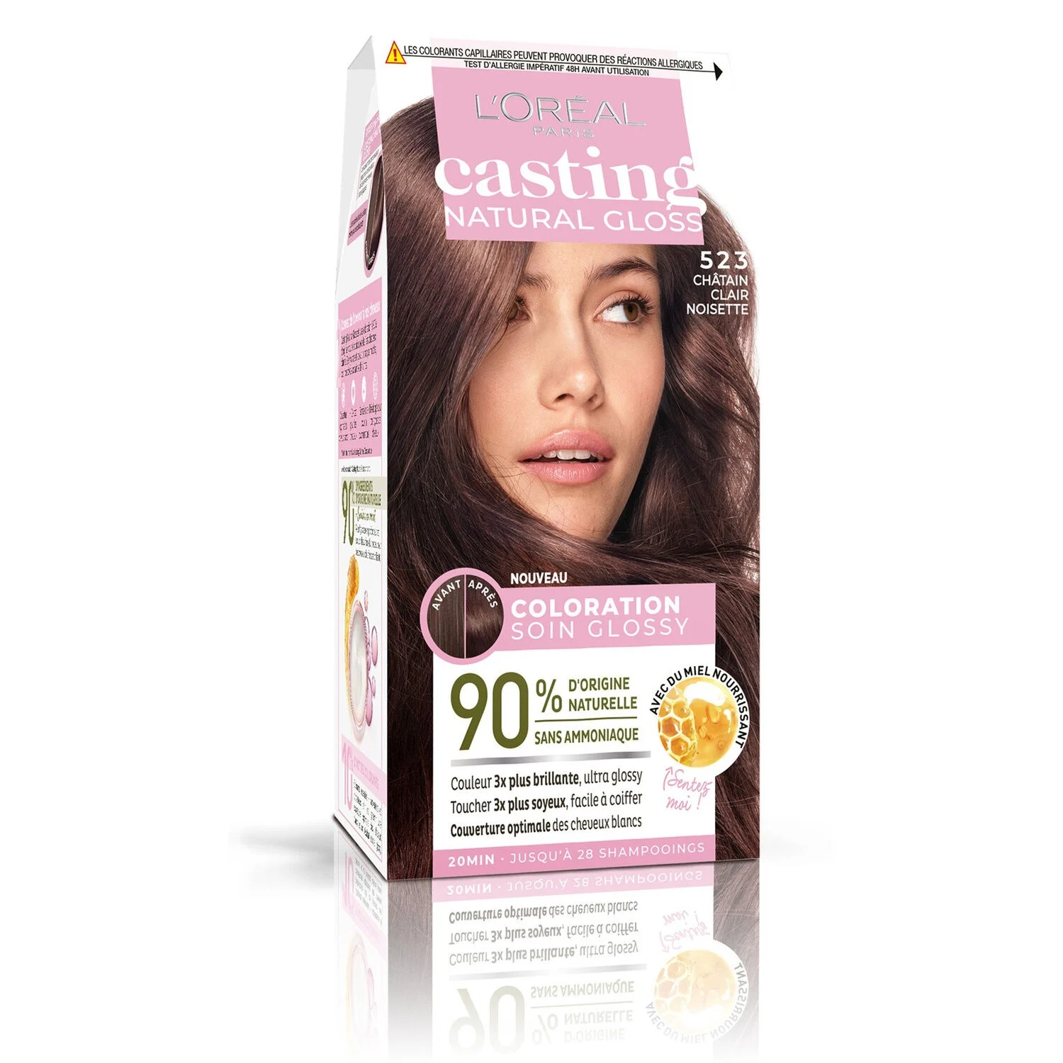 Coloration Capillaire 523 Châtain Clair Noisette Soin Glossy - L'ORÉAL