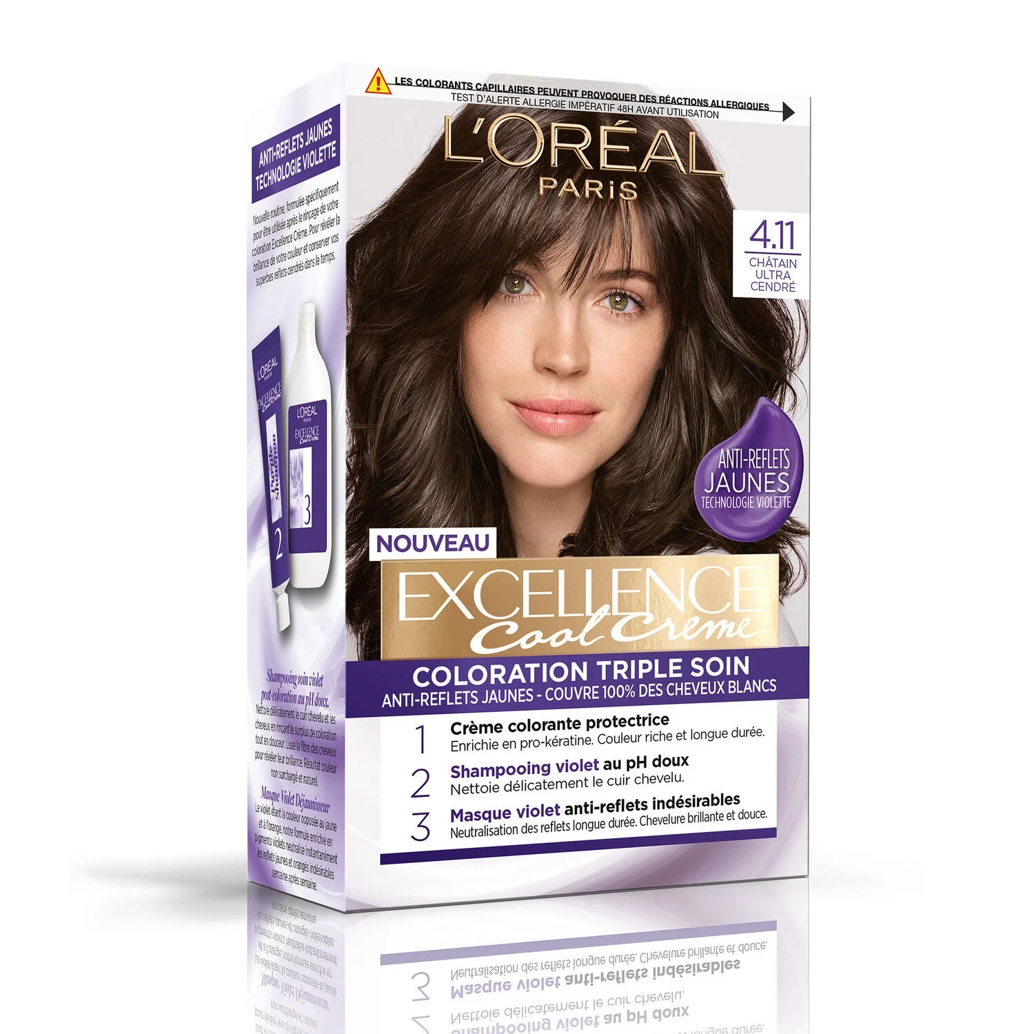 Краска для волос 4.11 Ultra Ash Brown Triple Care Excellence Cream - L'ORÉAL