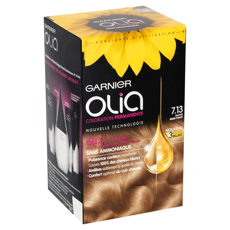 Coloração permanente 7.13 loiro bege escuro GARNIER OLIA