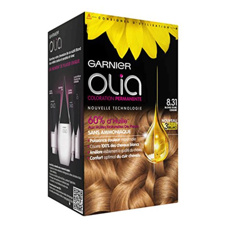 Coloração permanente 8.31 louro dourado cinza GARNIER OLIA