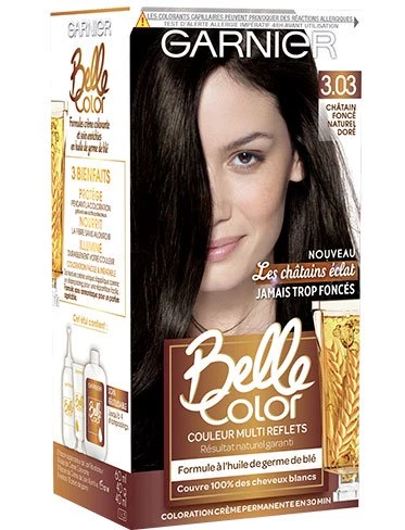 Coloration cheveux belle color châtain foncé 3.03 GARNIER