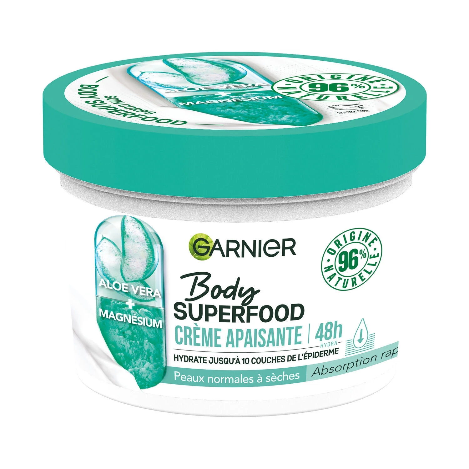 Crème Corps Apaisante Aloe Vera Et Magnésium Pour Peaux Normales à Sèches Body Superfood 380ml - GARNIER