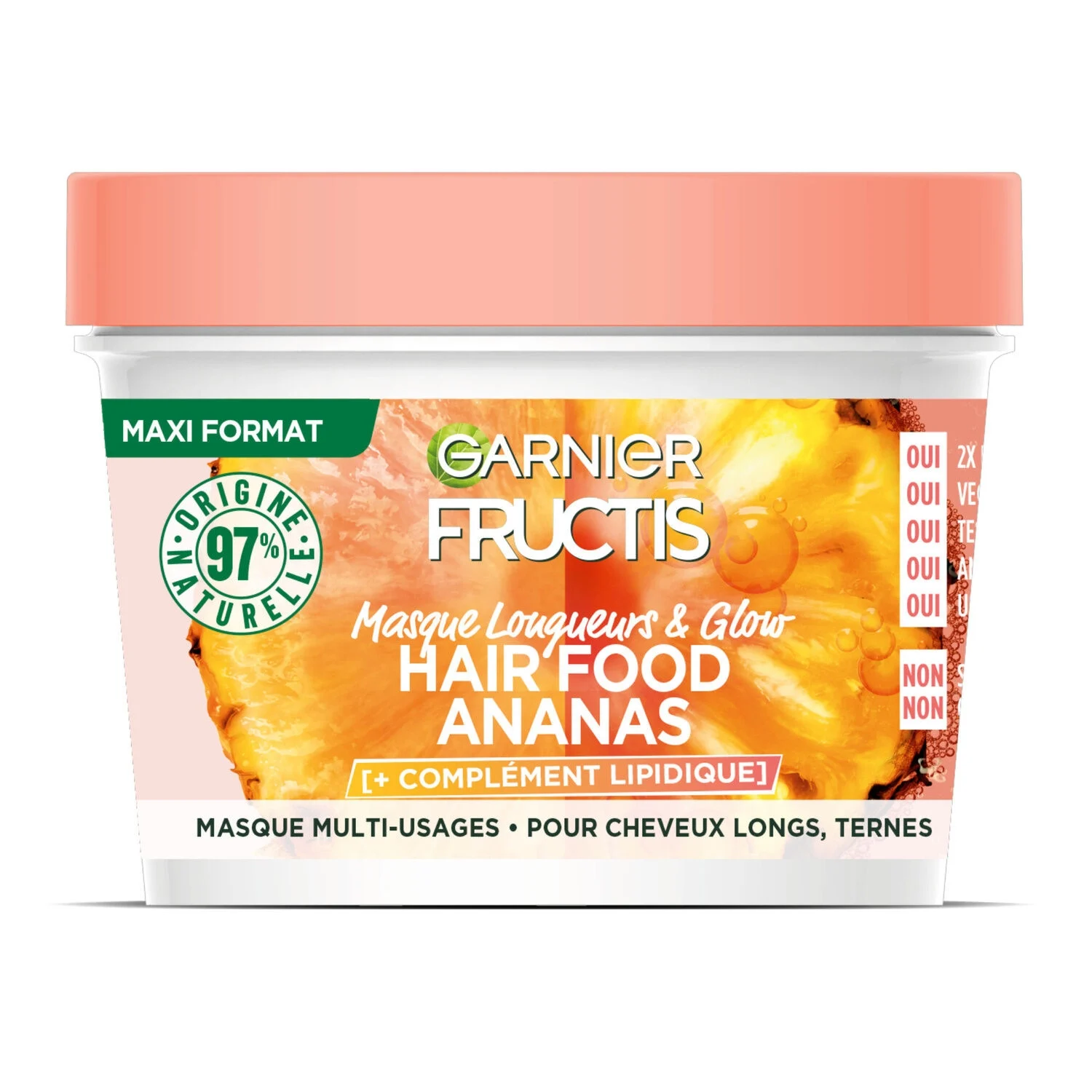 Haarmaske für Längen und Glanz, Mehrzweck-Haarnahrung, Ananas-Fructis, 400 ml - GARNIER