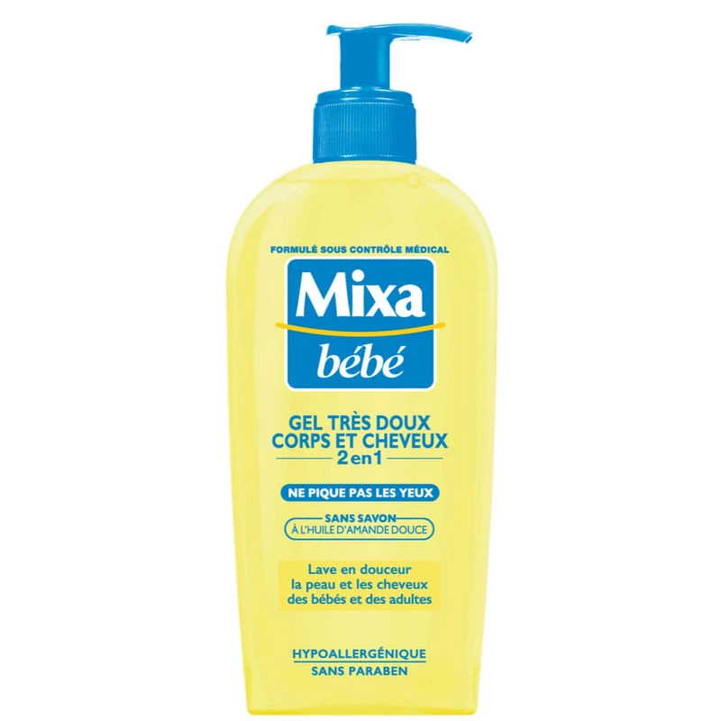 Gel très doux bébé corps et cheveux 2en1 250ml - MIXA