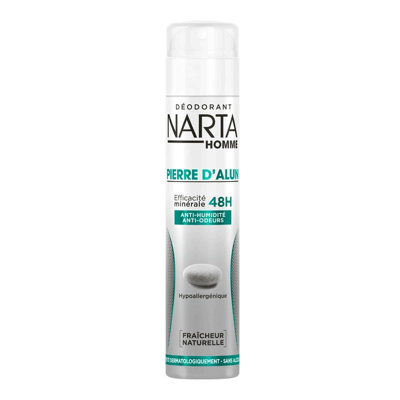 Déodorant MEN pierre d'alun 48h fraîcheur naturelle 200ml - NARTA