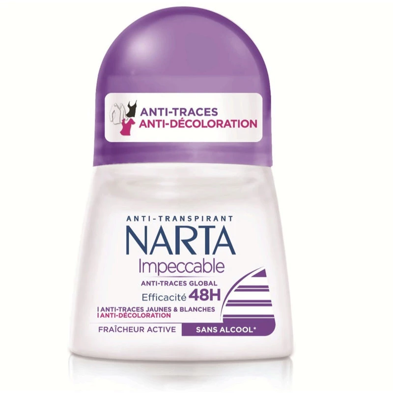 Onberispelijke anti-vlekken roll-on damesdeodorant 50 ml - NARTA