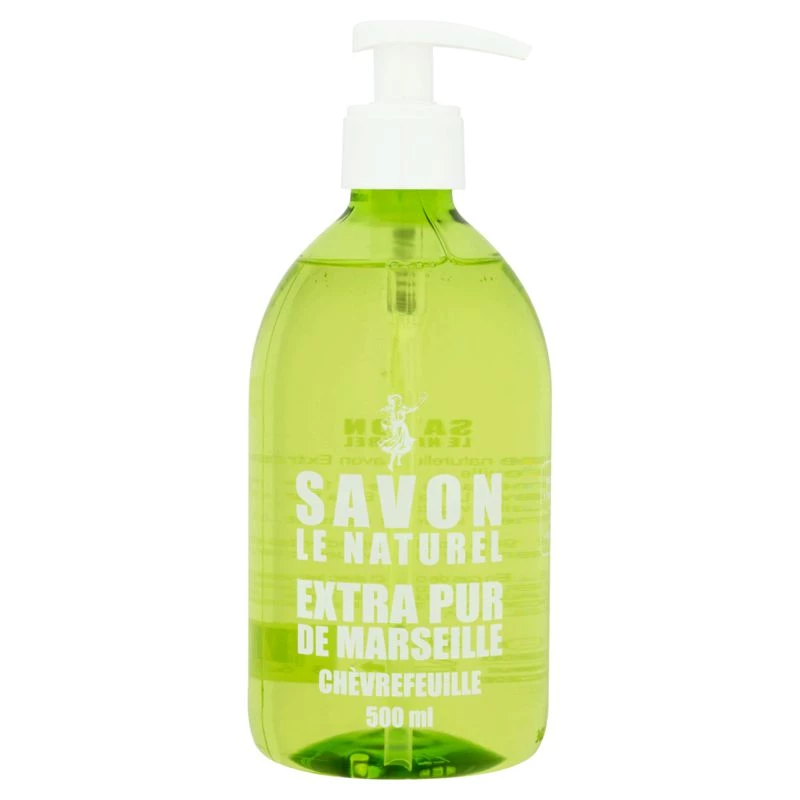 Savon liquide extra pur de Marseille au chèvrefeuille 500ml - SAVON LE NATUREL