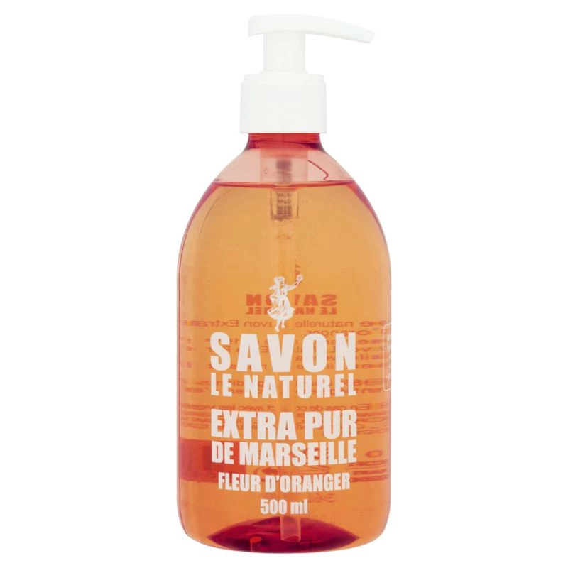Savon liquide extra pur de Marseille fleur d'oranger 500ml - SAVON LE NATUREL