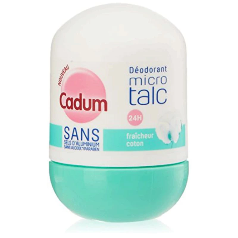 Déodorant femme roll-on micro talc fraîcheur coton 50ml - CADUM