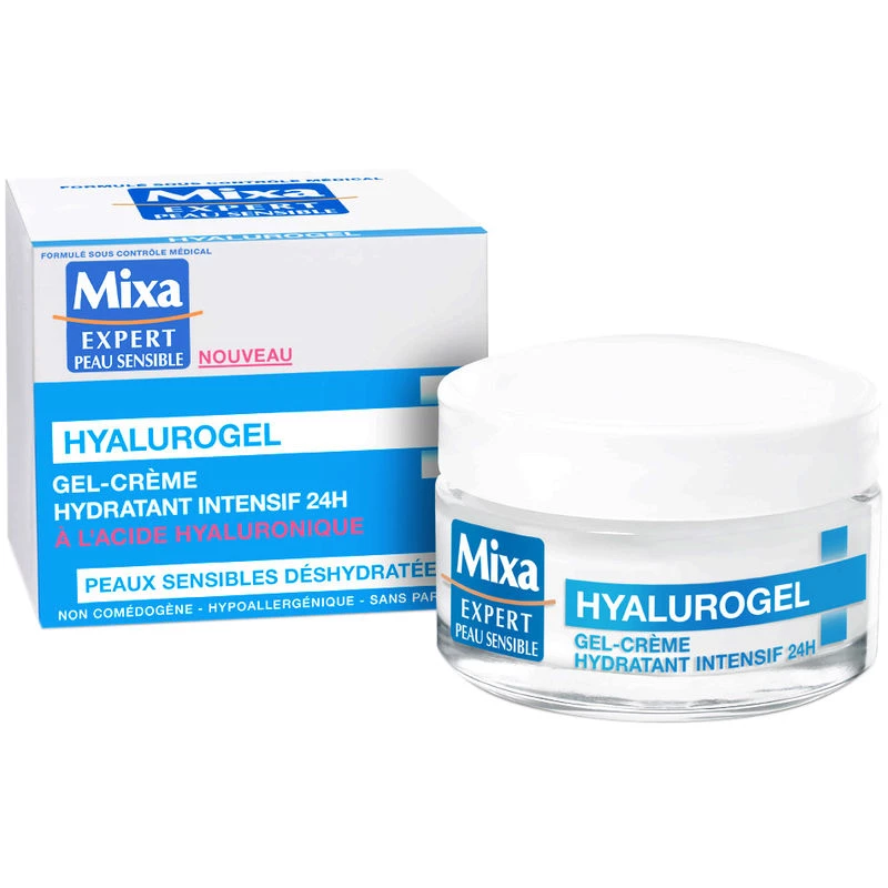 Hyalurogel 24h Gel Creme Tratamento Pele Sensível Desidratada, 50ml - MIXA